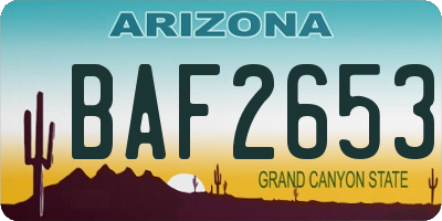 AZ license plate BAF2653