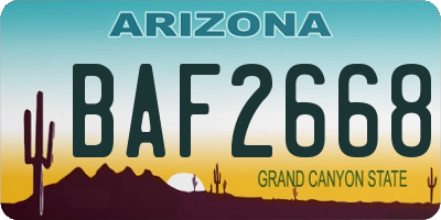AZ license plate BAF2668