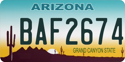 AZ license plate BAF2674