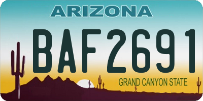 AZ license plate BAF2691