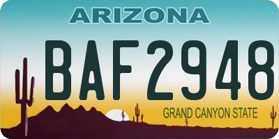 AZ license plate BAF2948