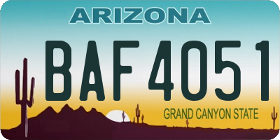 AZ license plate BAF4051