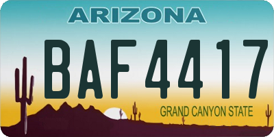 AZ license plate BAF4417