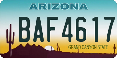 AZ license plate BAF4617