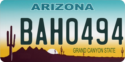 AZ license plate BAH0494