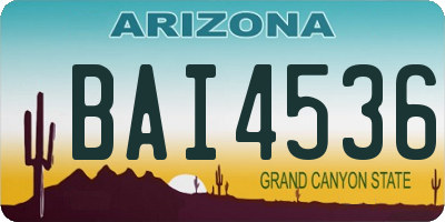AZ license plate BAI4536
