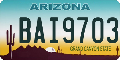 AZ license plate BAI9703