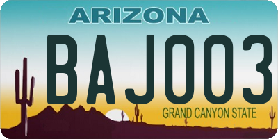 AZ license plate BAJ003