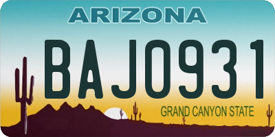 AZ license plate BAJ0931