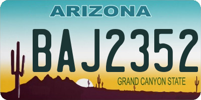 AZ license plate BAJ2352