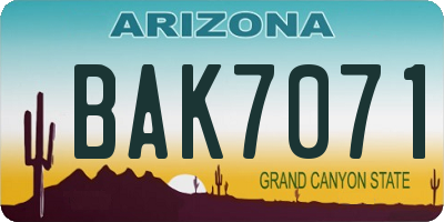 AZ license plate BAK7071