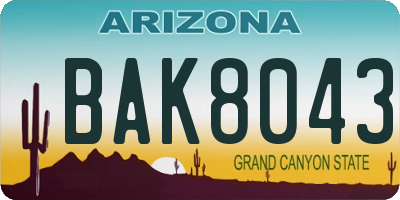 AZ license plate BAK8043