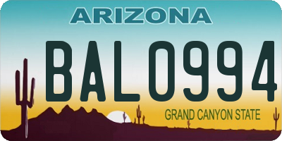 AZ license plate BAL0994