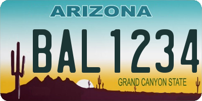 AZ license plate BAL1234