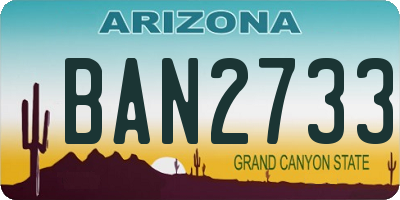 AZ license plate BAN2733