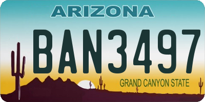 AZ license plate BAN3497