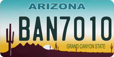 AZ license plate BAN7010