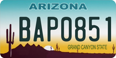AZ license plate BAP0851