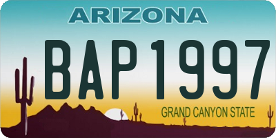 AZ license plate BAP1997