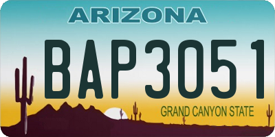 AZ license plate BAP3051