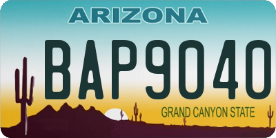 AZ license plate BAP9040