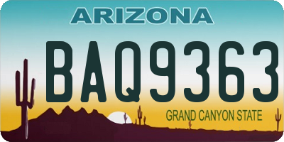 AZ license plate BAQ9363