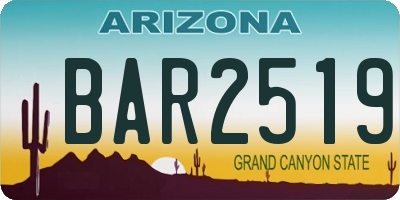 AZ license plate BAR2519