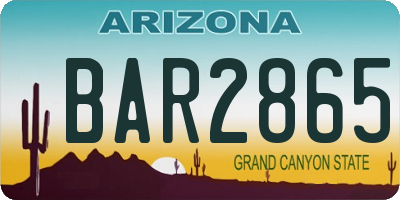 AZ license plate BAR2865
