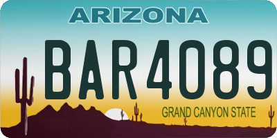 AZ license plate BAR4089