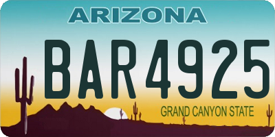 AZ license plate BAR4925