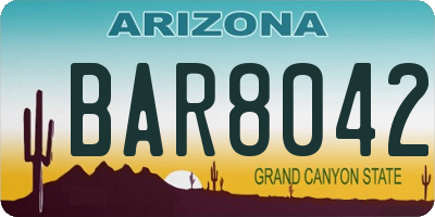 AZ license plate BAR8042