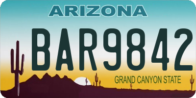 AZ license plate BAR9842