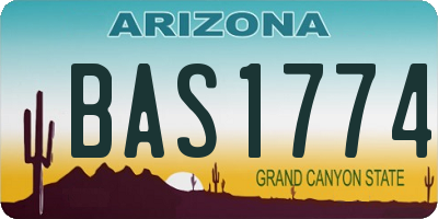 AZ license plate BAS1774