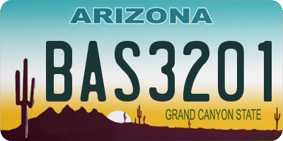AZ license plate BAS3201