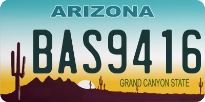 AZ license plate BAS9416