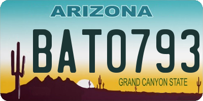 AZ license plate BAT0793