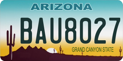 AZ license plate BAU8027