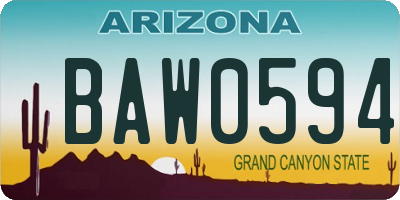 AZ license plate BAW0594