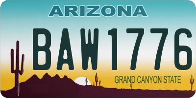 AZ license plate BAW1776