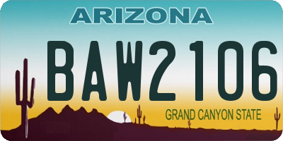 AZ license plate BAW2106