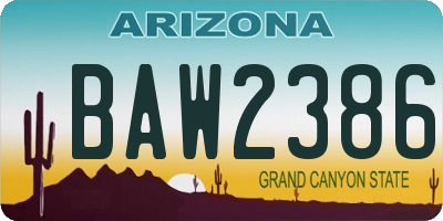 AZ license plate BAW2386