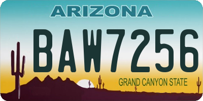 AZ license plate BAW7256