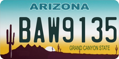 AZ license plate BAW9135