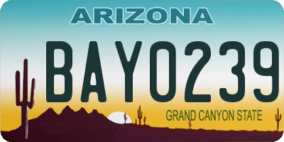 AZ license plate BAY0239