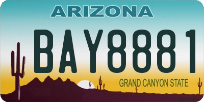 AZ license plate BAY8881