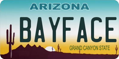 AZ license plate BAYFACE