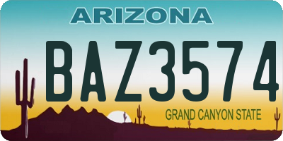 AZ license plate BAZ3574