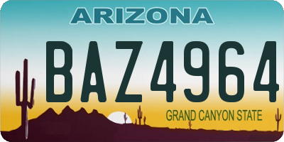 AZ license plate BAZ4964