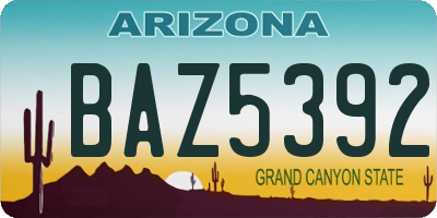 AZ license plate BAZ5392