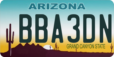 AZ license plate BBA3DN